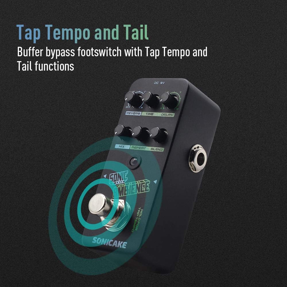 SONICAKE Delay und Reverb Gitarre Effektpedal Sonic Ambience Multi Mode Tap Tempo, Delay und Reverb