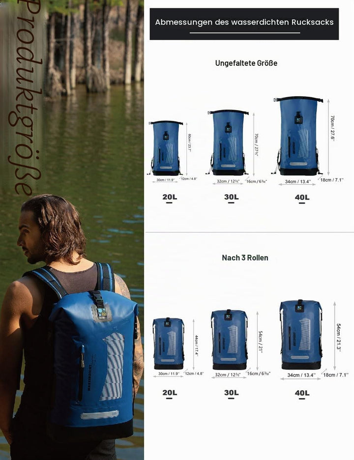 IDRYBAG Wasserdichter Rucksack Dry Bag 20L/30L/40L, schwimmender trockener Rucksack wasserdicht für
