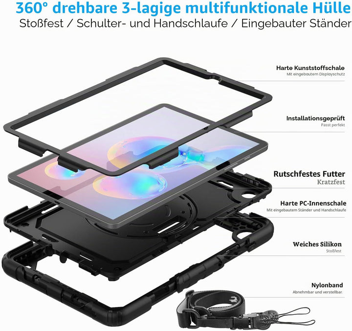 Timecity Tasche für Samsung Galaxy Tab S6 Lite, 10,4 Zoll 2024/2022/2020 mit Bildschirmschutz, Heavy