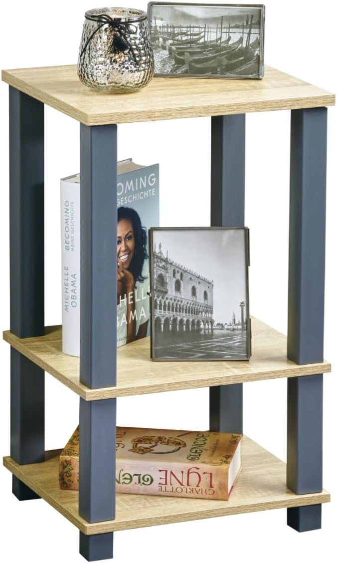 Kesper | Regal, Material: MDF, Masse: B 34 x T 29 x H 58,5 cm, Farbe: Somona Eiche Dekor, Grau | 184