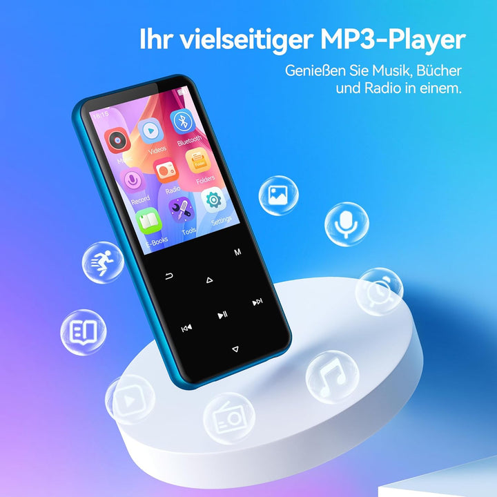 AGPTEK 64GB MP3 Player Bluetooth 5.3 mit 2,4" TFT Farbbildschirm, HiFi Musik Kinder MP3 Player mit L