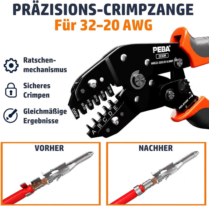 PEBA Micro-Fit 3.0 Crimpzangen Set für 2-10 Pin Kontakte | Präzisionszange für 2-reihige Micro-Fit 3