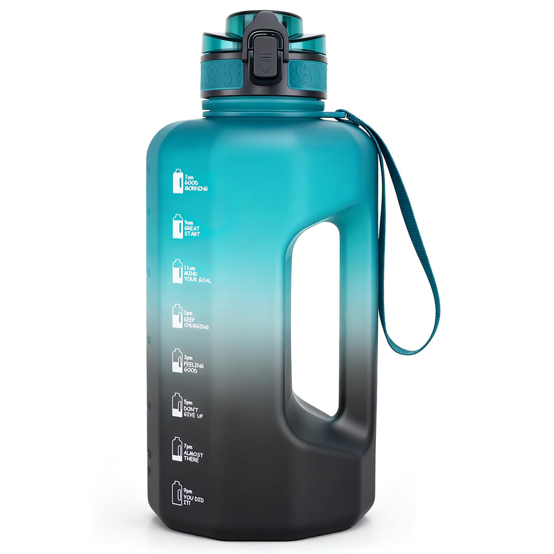 GEMFUL 2.2 Liter Trinkflasche Training Gross Gym Bottle mit Griff BPA Frei mit Zeitmarkierungen für