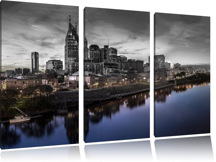 Pixxprint Nashville Skyline Panorama als Leinwandbild/Grösse: 3 Teilig (120x80 cm) cm/Wandbild/Kunst