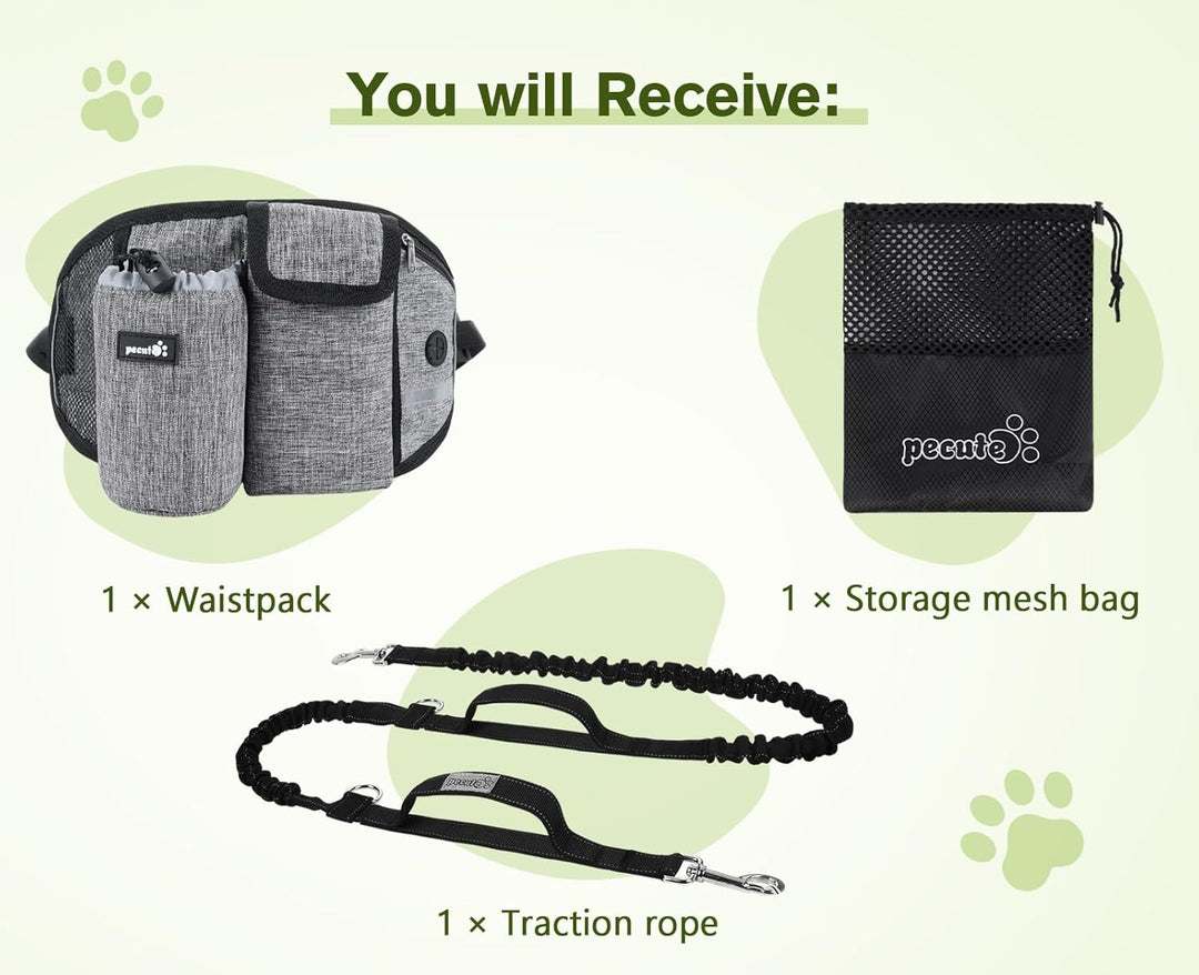 Pecute Joggingleine Hunde mit Bauchgurt, Laufgürtel Hundleine für Grosse und Mittelgrosse Hunde, Lei