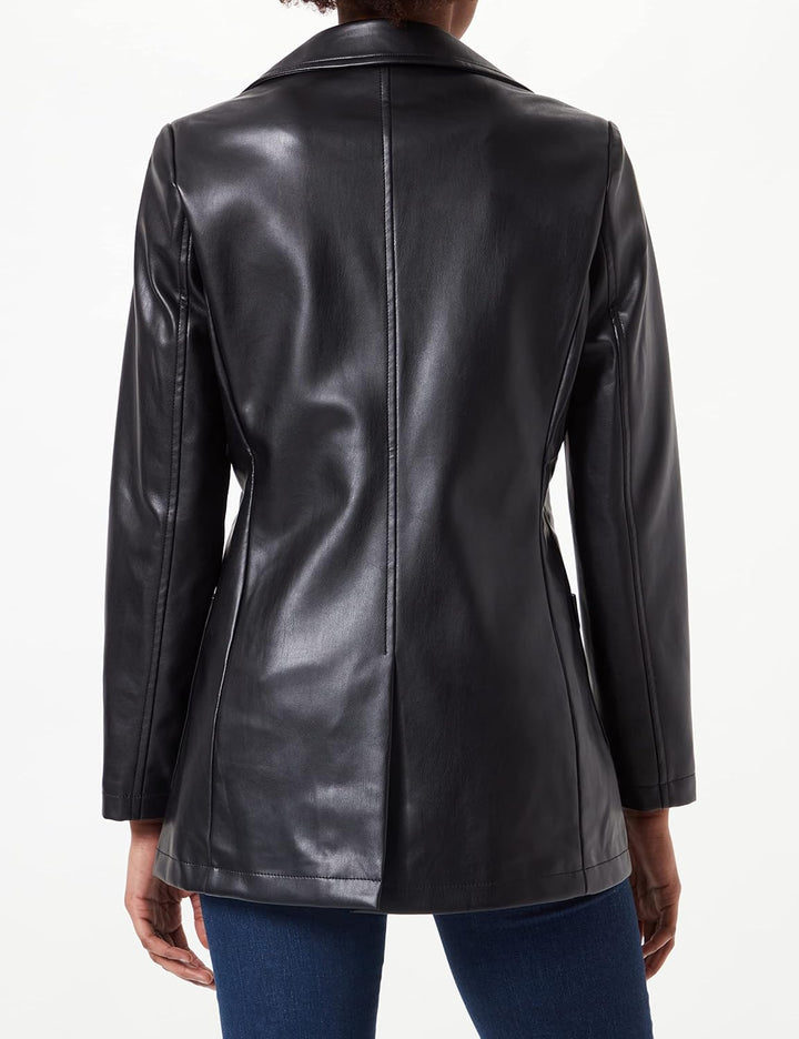 NA-KD Damen Pu Blazer 32 Schwarz, 32 Schwarz