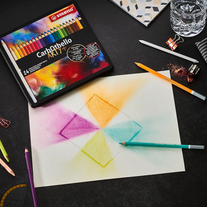 Pastellkreidestift - STABILO CarbOthello - ARTY+ - 24er Metalletui - mit 24 verschiedenen Farben 24e