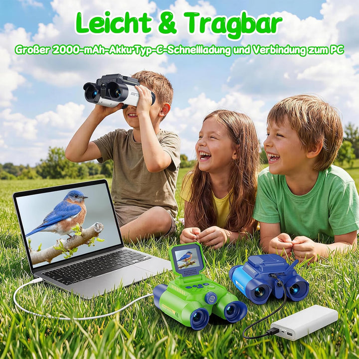 Interaktives Fernglas Kinder mit Nachtsicht, Kamera, Video(Grün), Grün
