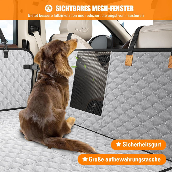 Hundedecke Auto Rückbank[127x62cm],Wasserdicht,Kratzfest mit Hartschale (300 Pfund Traglast),Rücksit