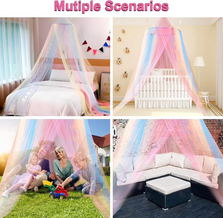 Forhome Betthimmel Mädchen,Regenbogen Betthimmel,(60 * 250 * 1250),Hängendes Mückennetz Bett für Kin
