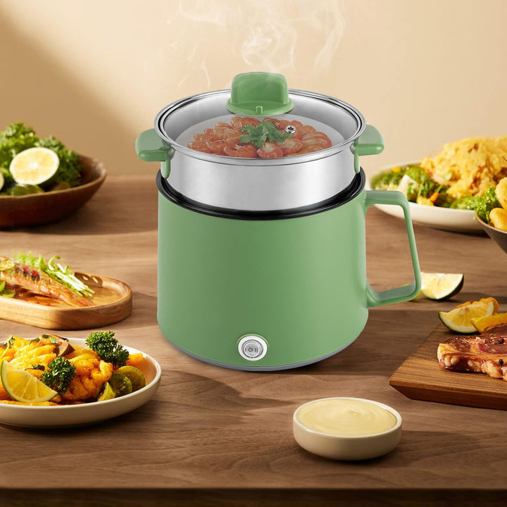 1.7L Hot Pot Elektrisch, 600W Elektrischer Kochtopf, Bratpfanne für Reise/Wohnheim, Edelstahl Elektr
