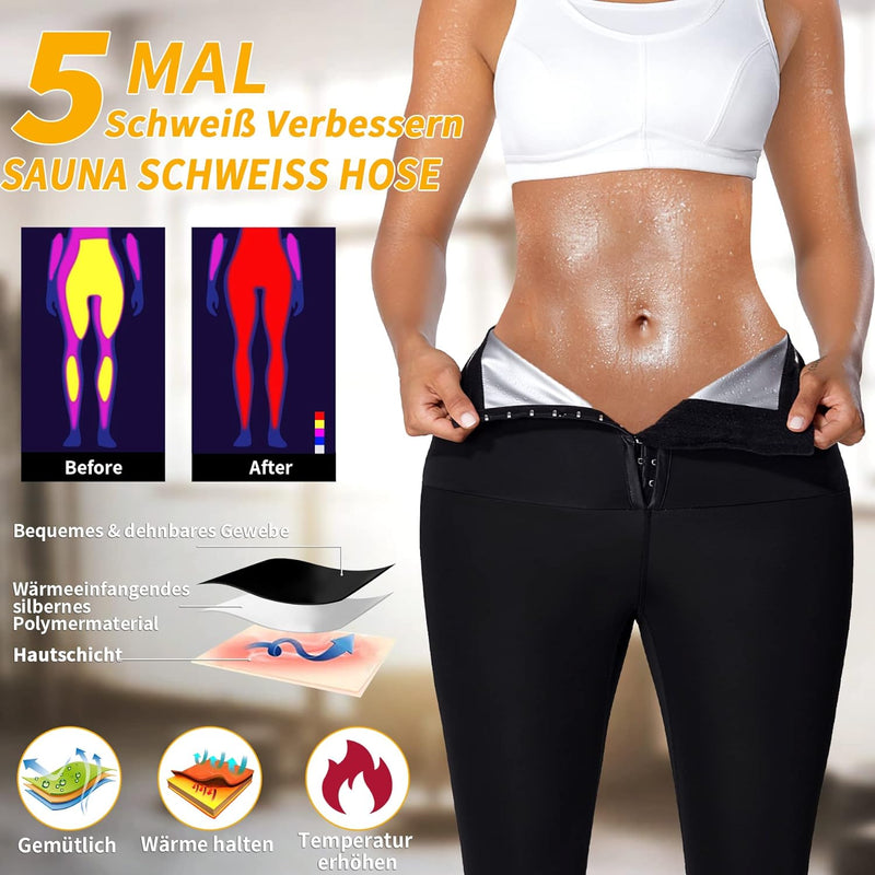 CHUMIAN Damen Sauna Jogginghose Sporthose Hohe Taille mit Bauch Weg Gewichtsverlust Hosen Schwitzhos