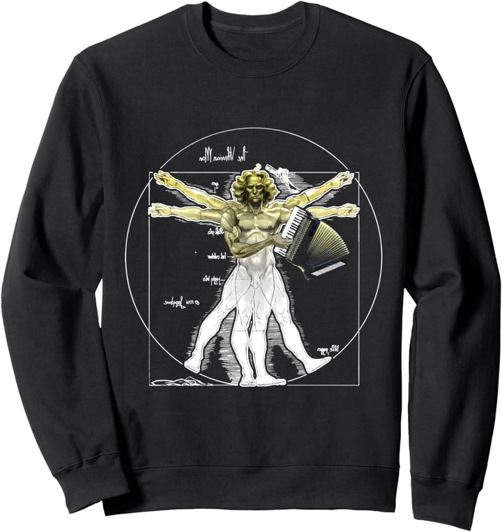 Akkordeon Musiker Ziehharmonika als Vitruvianischer Mensch Sweatshirt