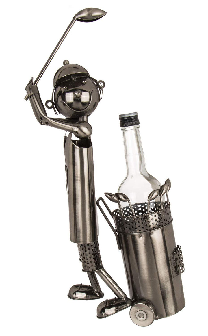 Out of the Blue 71/3097 - Flaschenhalter aus Metall, Golfspieler, ca. 42 x 26 cm, ideal als Deko und