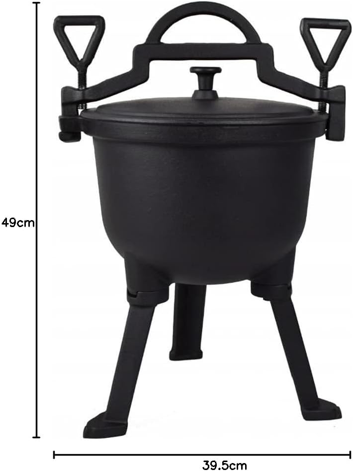 Eisenkessel Camping Dutch Oven Feuerkessel Afrikanischer Feuertopf aus Gusseisen (10 L #E07483), 10