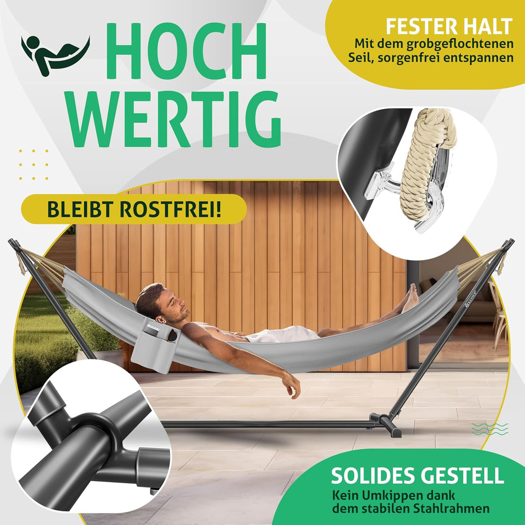 KESSER® Hängematte Lake mit Gestell, Doppel für 2 Personen, 200kg Belastbarkeit, Indoor &amp; Outdoor, X