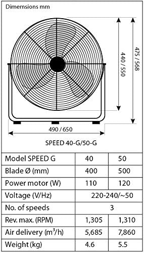 CasaFan Bodenventilator "Speed-G", 490 x 480 mm, chrom-glänzend, 304008