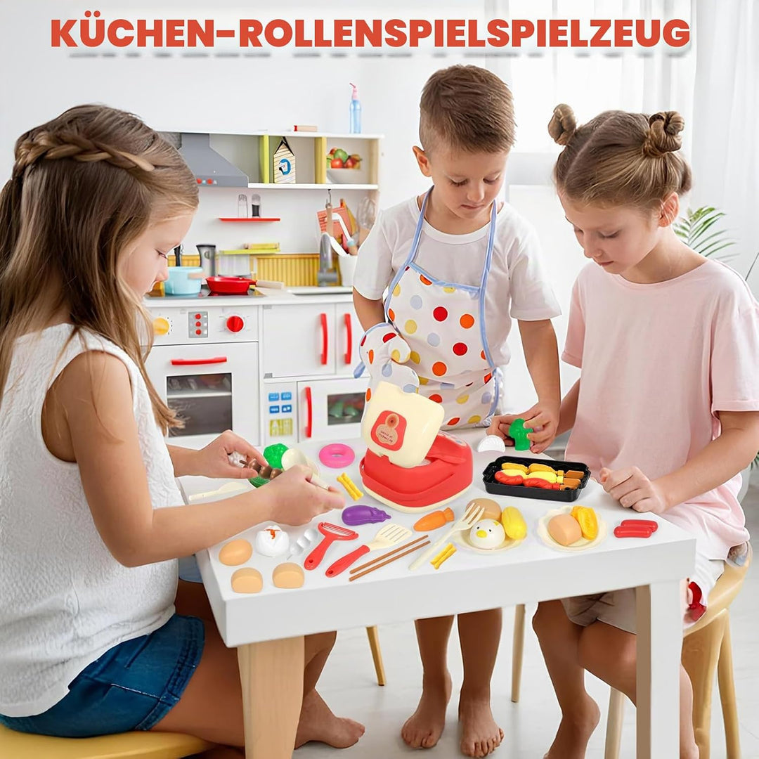 68 Pcs Komplettset für Kinderküchenzubehör, Küchen Rollenspiel Spielzeug, Küchenspielzeug mit Töpfen