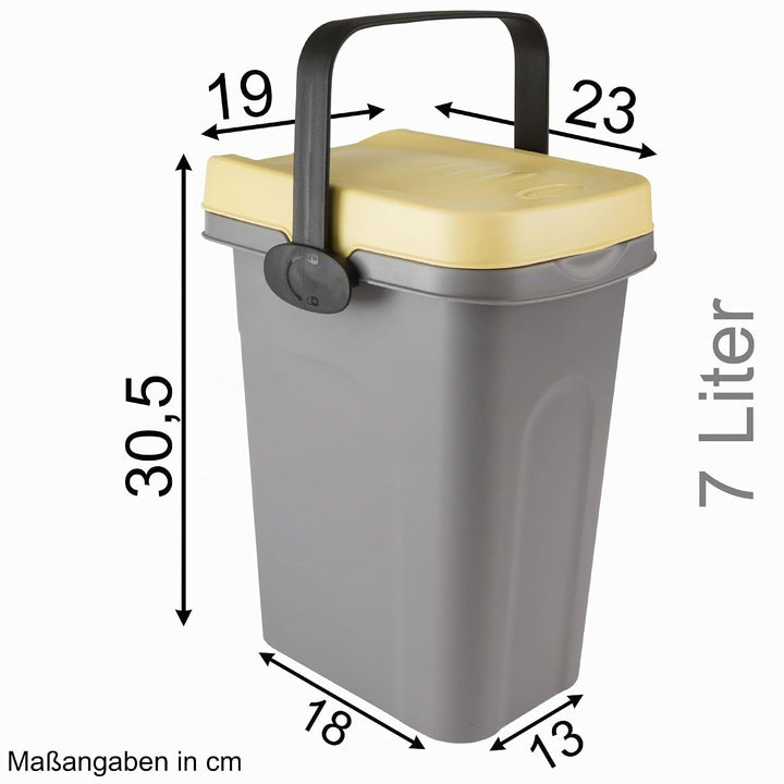 Windeleimer Geruchsdicht 7 Liter Gelb Küche Verschliessbar, Bio Mülleimer Klein, Komposteimer, Eimer