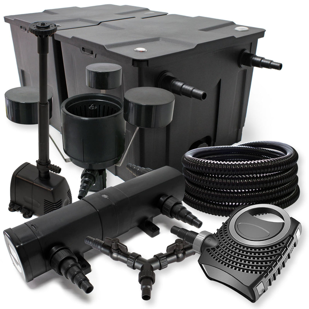 SunSun Komplettset: CBF-350B Teichfilter bis 60000 L, NEO10000 Teichpumpe 10000l/h 80W, CUV-236 Teic