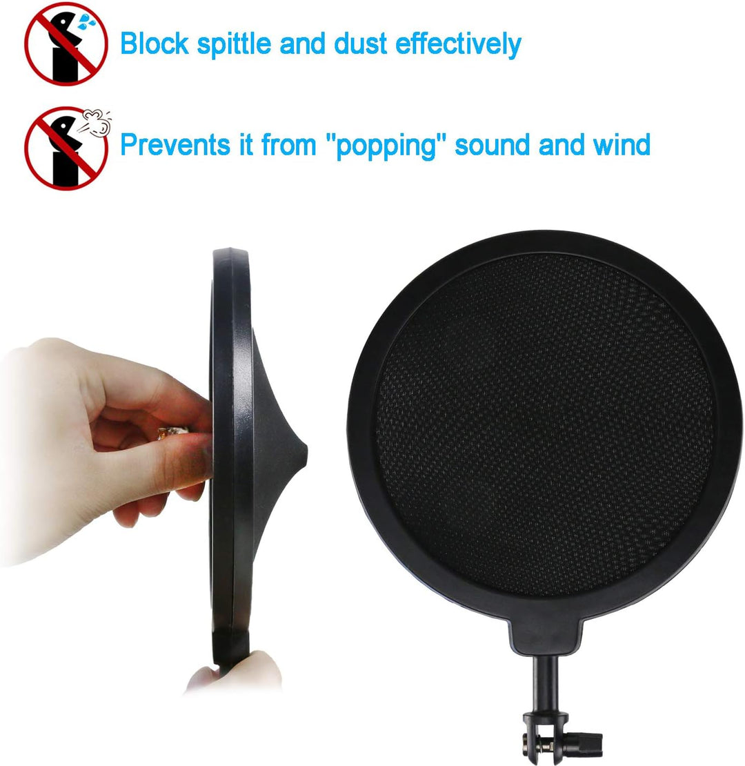 AT2020 Mikrofonspinne mit Popschutz, Windschutz und Shockmount zur Reduzierung von Vibrations für AT