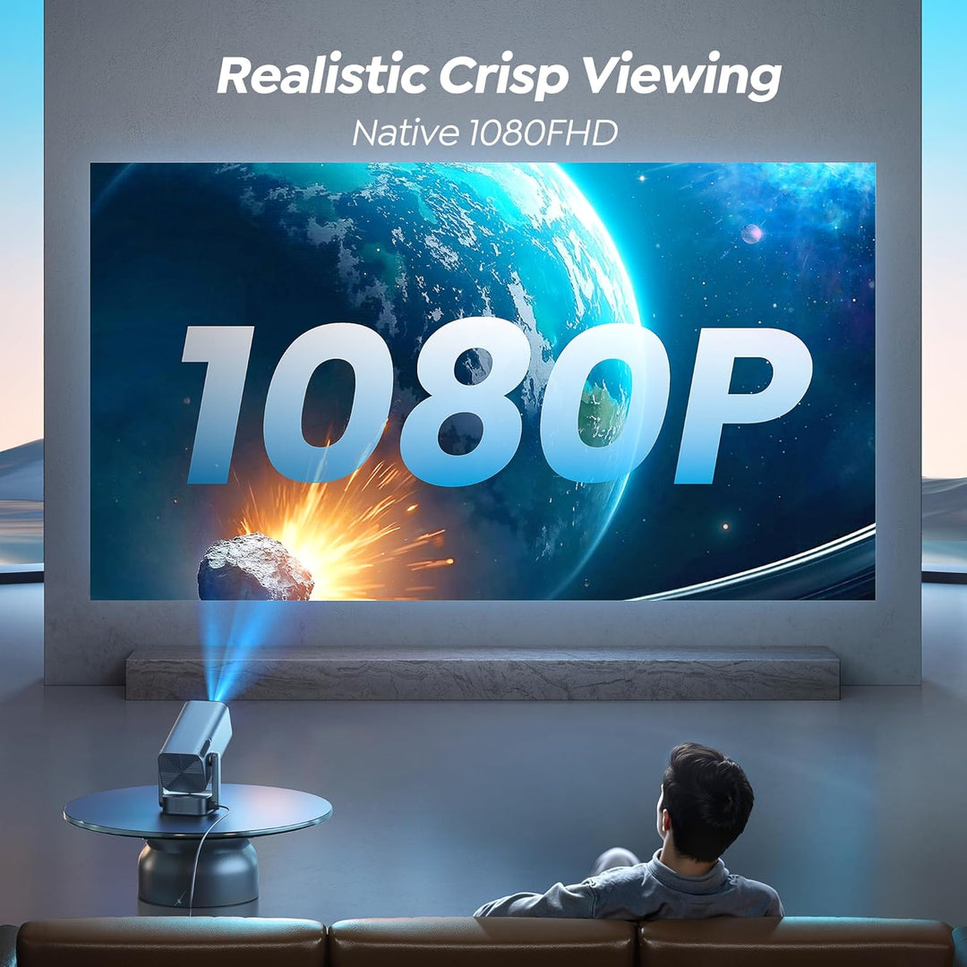 Mini Beamer Native 1080P Beamer 4K - 【Elektrischer Fokus & Auto Vertikale Trapezkorrektur & 270°dreh