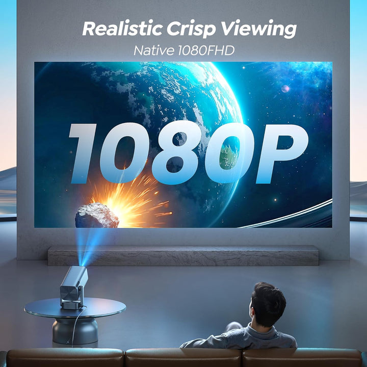 Mini Beamer Native 1080P Beamer 4K - 【Elektrischer Fokus & Auto Vertikale Trapezkorrektur & 270°dreh