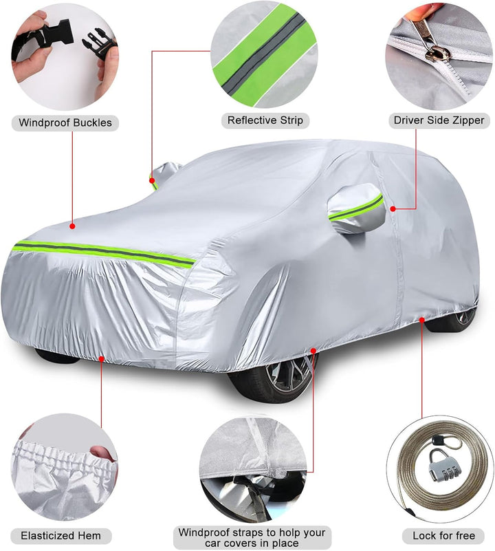Autoabdeckung Wasserdicht Passend für Mini Cooper 3 Türer 2000-2024, Silber Vollgarage Autoplane mit