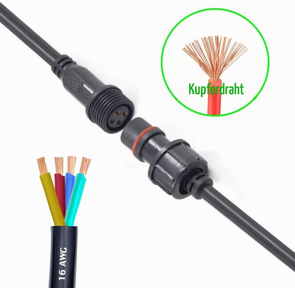 4pin Wasserdichte Anschlüsse,Male Female Plug LED Steckverbinder, 4Pin 4Core Waterproof IP68 Steckve