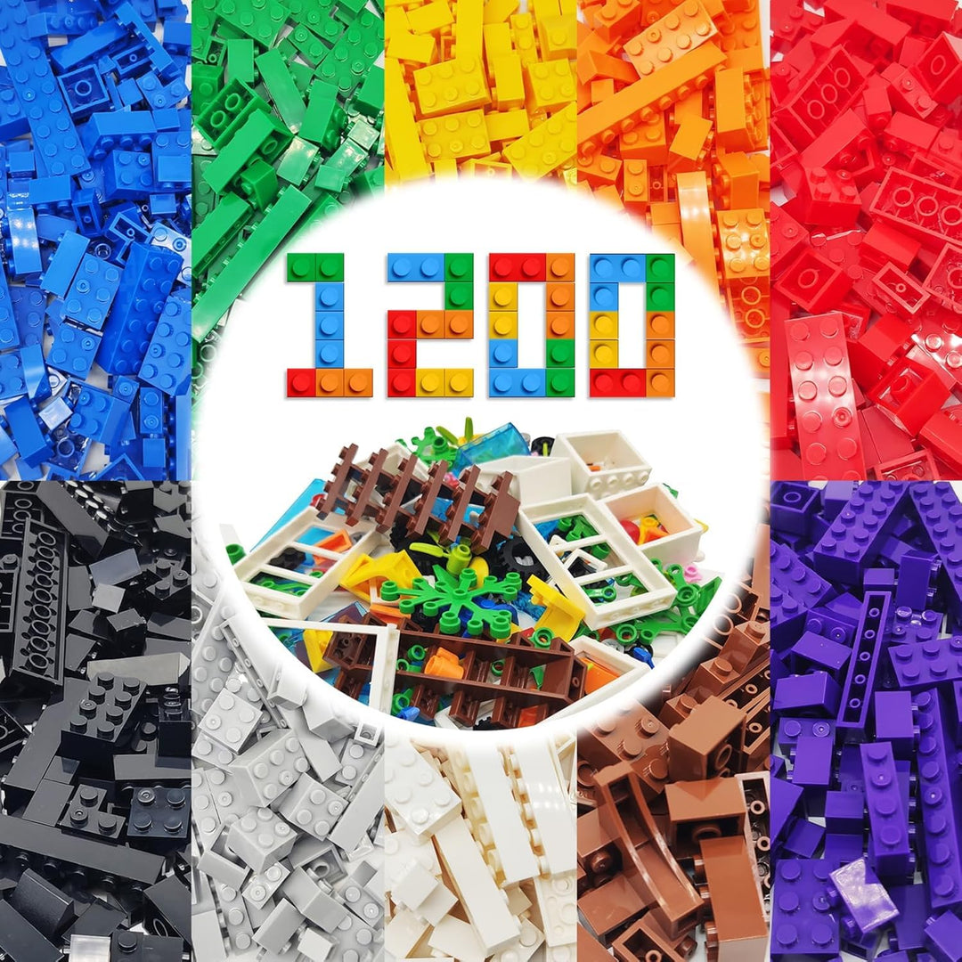 WYSWYG 1200 Teile Bausteine, 1.6 kg Steine Box, Kompatibel, Basic Building Bricks Set, Geeignet für