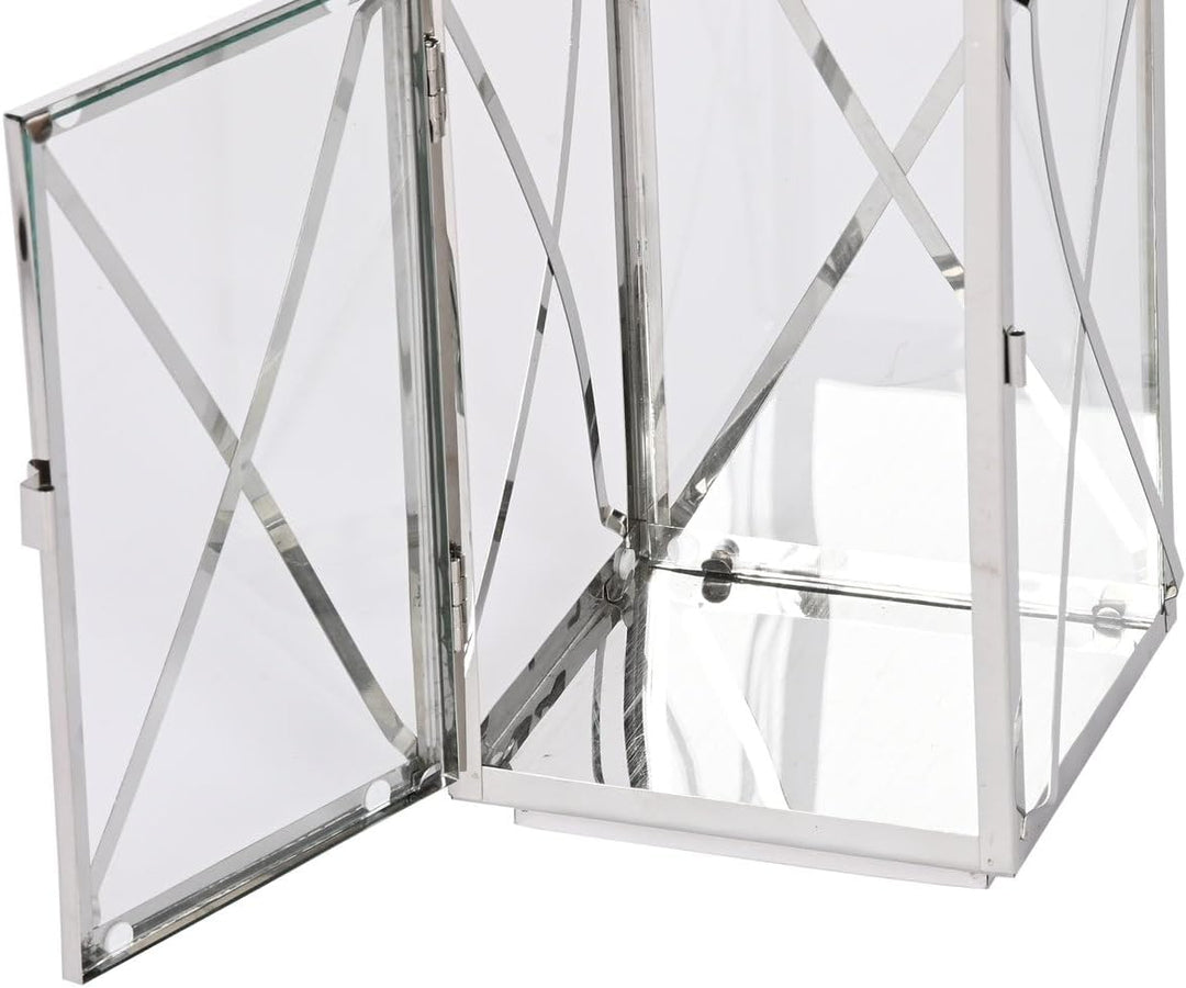 FAROLA SET 2 ACERO CRISTAL 16X15X32 ASA CROMADO
