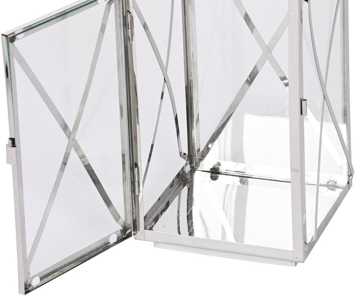 FAROLA SET 2 ACERO CRISTAL 16X15X32 ASA CROMADO