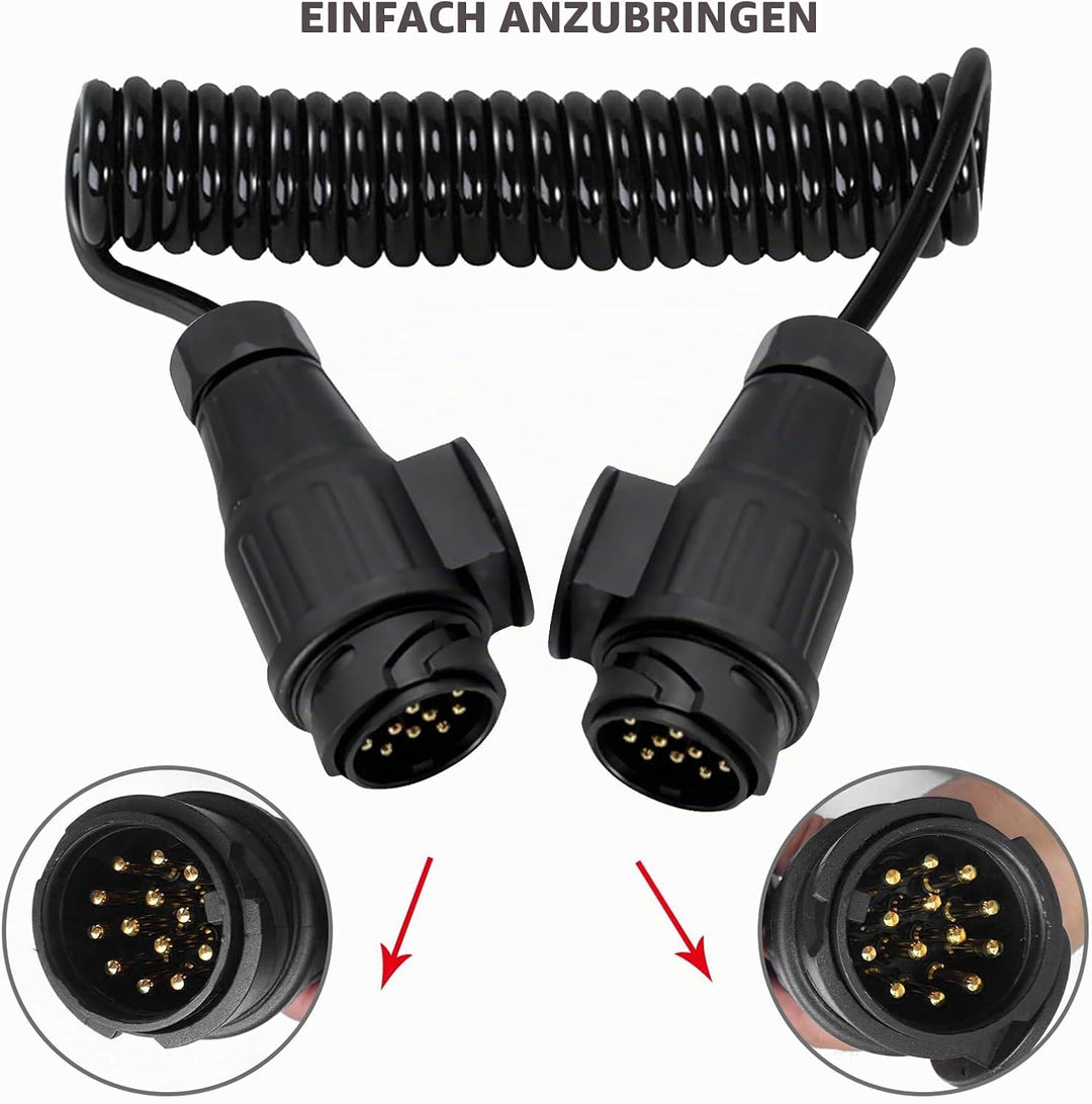 Anhänger Verlängerungskabel 13 Polig 2 M, Spiralkabel Anhängerkabel 12V, Anhängerkabel 13 Polig Mit