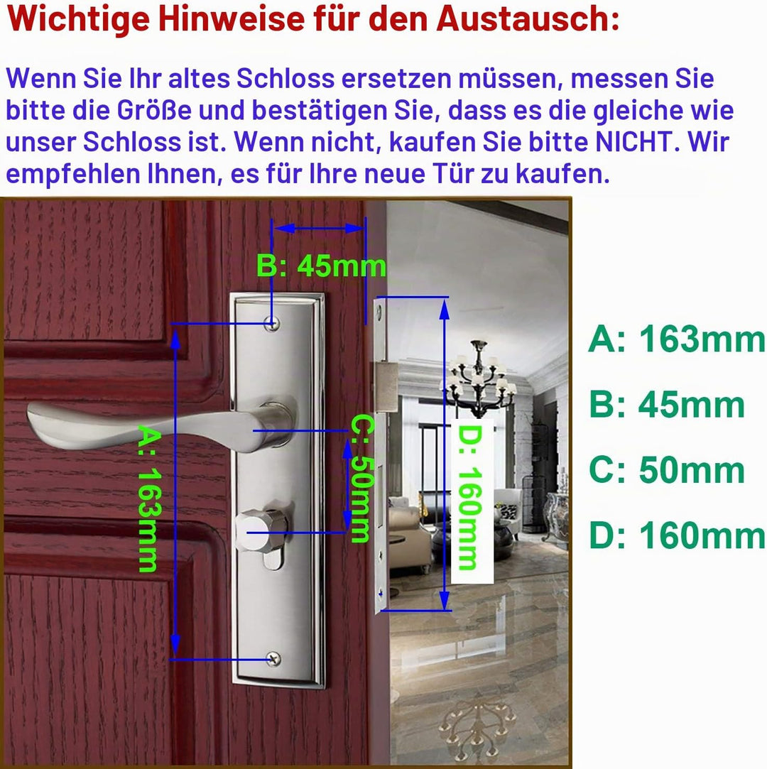 Renovierungsgarnitur Türdrücker für Badtüren WC Drückergarnitur Türdrücker Türbeschläge, Profilzylin