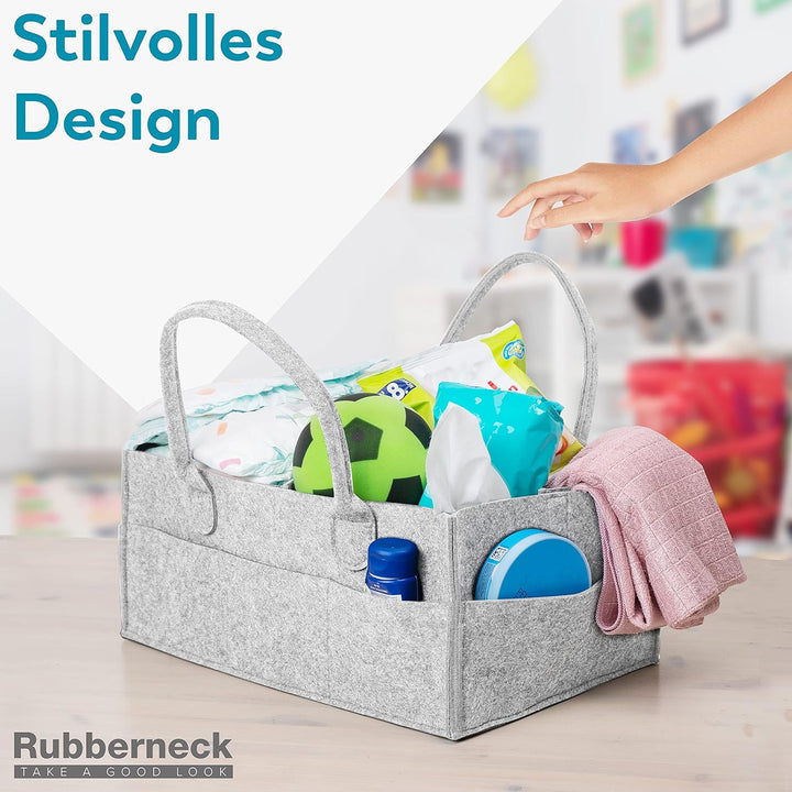Rubberneck Baby Windel Filztasche XL - tragbare Wickeltasche, Allzweck Organizer aus Filz (Hellgrau,