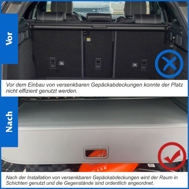 BONRYAN Laderaumabdeckung Zubehör für B-enz ML Serie W164 2006-2011, Einziehbare wasserdichte hinter
