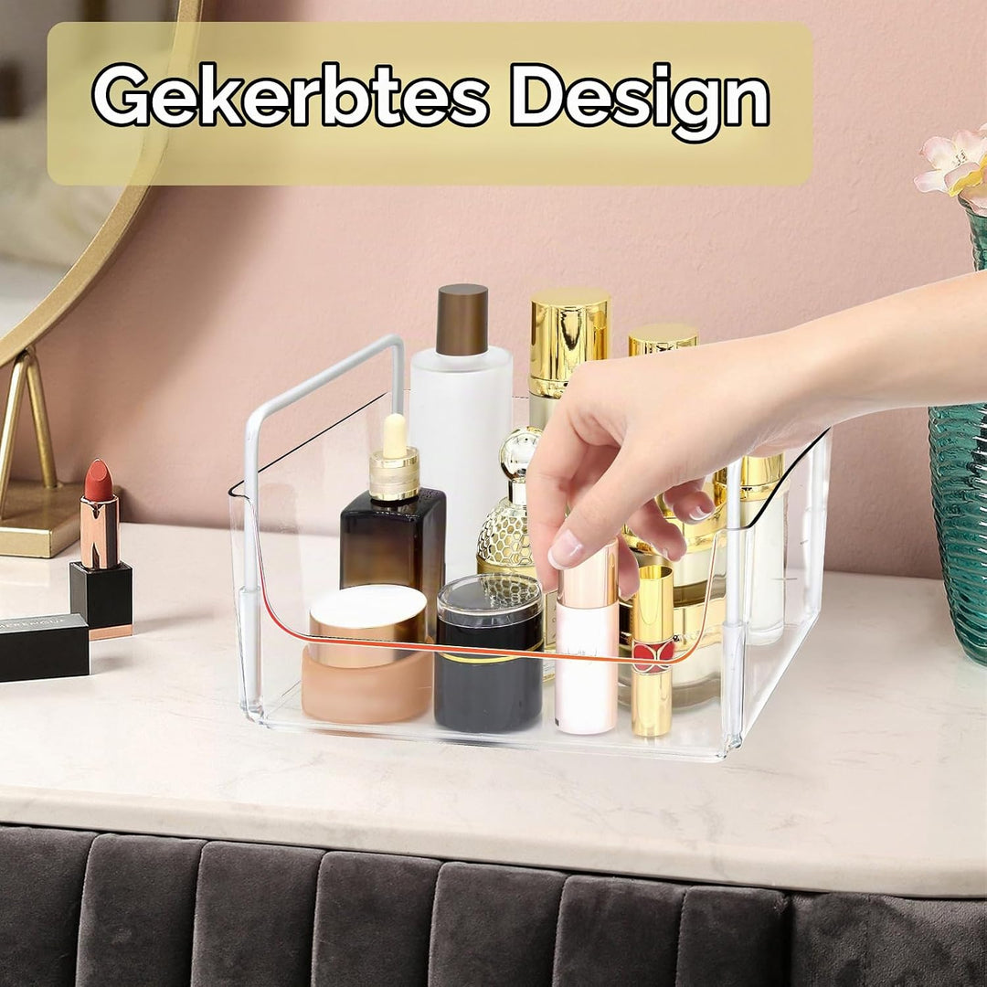 Klarer Makeup-Organizer-Tablett mit Griffen Badezimmer &amp; Eitelkeit Lagerung für Kosmetik, Hautpflege