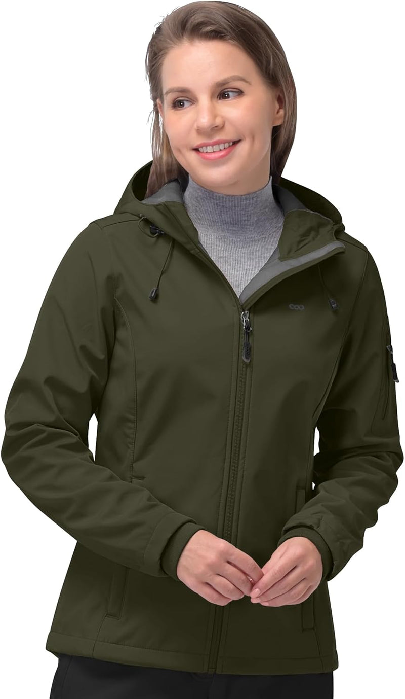 33,000ft Softshelljacke Damen Wasserdichte Atmungsaktive Warme Winterjacke Fleece Übergangsjacke Win