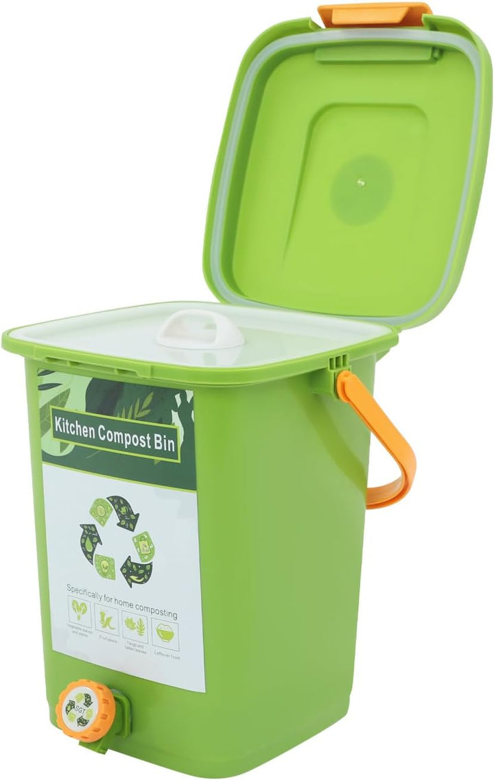 Biomülleimer Küche 10 Liter, Komposteimer mit Deckel, Bio Mülleimer für Gemüsereste, Obstschalen, Sp
