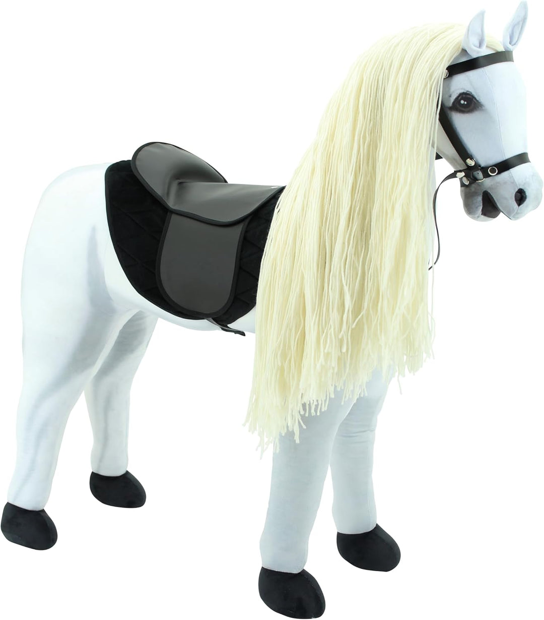 Sweety Toys Stehpferd zum Reiten- Plüschpferd Reittier Keine Montage erforderlich (weiss), Weiß