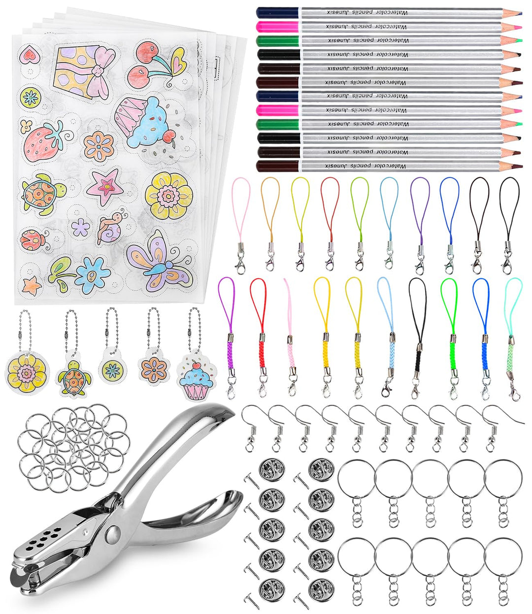 FAOKZE 195 Stück Schrumpffolie Set,21 Stück Schrumpffolie zum Basteln,Inklusiv A4 Schrumpfpapier,Sch