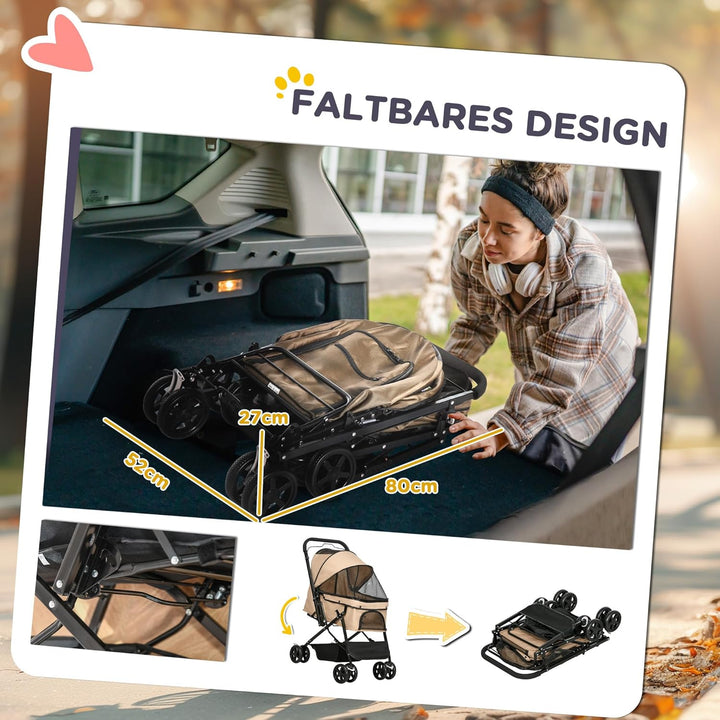 PawHut Hundebuggy Hundewagen Buggy für kleine Hunde und Katzen Haustierwagen Pet Stroller Katzenbugg