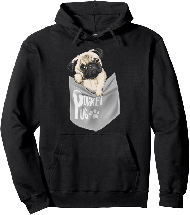 Love Pugs, cooles Mops-T-Shirt mit Tasche, für Haustiere und Hunde Pullover Hoodie