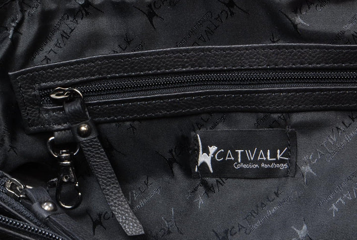 Catwalk Collection Handbags - Leder - Umhängetasche/Handtasche/Schultertasche - MARTINA Schwarz, Sch