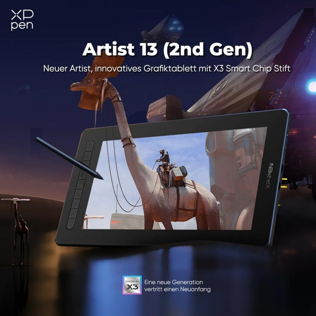 XPPen Artist 13 2 Gen. Grafiktablett, 13,3 Zoll Stift Display, 127% sRGB Farbraum, X3 Smart-Chip Sti