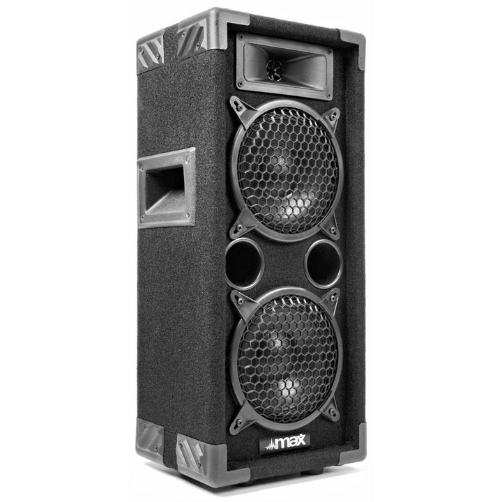MAX26 - PA Lautsprecher passiv, Partylautsprecher, 600 Watt Partybox, 2 x 6 Zoll Doppel-Tieftöner, P