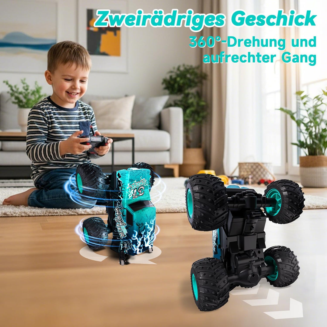 Ferngesteuerter Monstertruck, 2.4GHZ Monster Truck mit 360°Drehung und Aufrecht Gehen, 1/20 Monstert