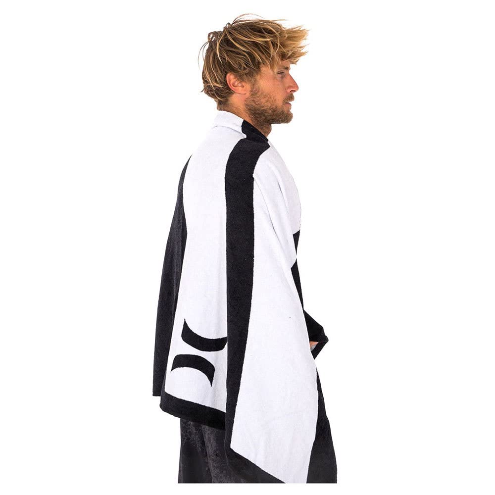 Hurley U Icon Slash Black Towel Swimwear Cover Up Set, Schwarz, Einheitsgrösse