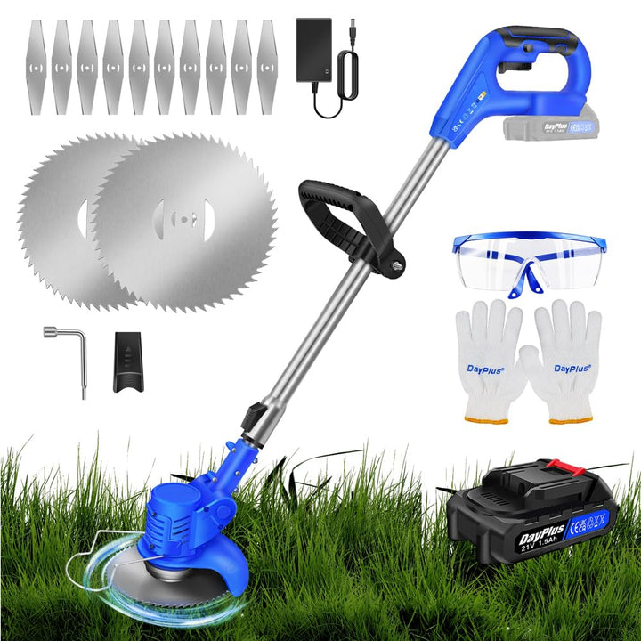 Qimu Akku-Rasentrimmer 21V Freischneider Elektrischer Rasentrimmer Elektro-Trimmer, Rasentrimmer Mit