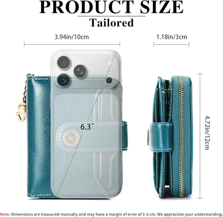 SENDEFN Geldbörse Damen Klein,Geldbeutel Frauen Echtes Leder,mit Münzfach Kleines Zipper Brieftasche